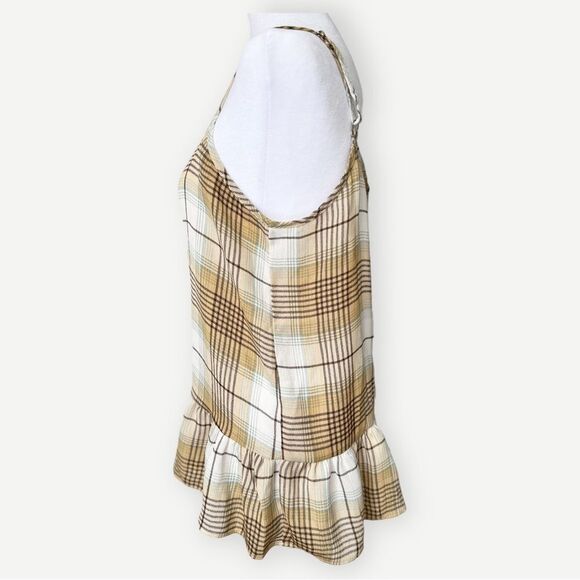 Charming Charlie Sleeveless Flowy Plaid Peplum Tank Top. Blouse. Small. - Picture 6 of 11